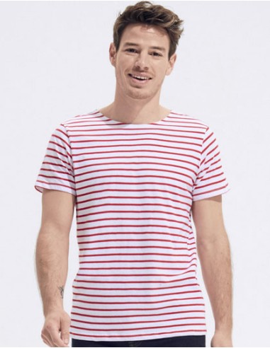 SOL-01398-Mens Round Neck Striped T-Shirt Miles